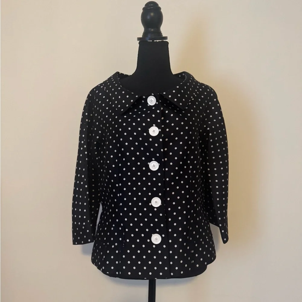 TERI JON Black & White Polka Dot Blazer Jacket Size 10 - Picture 1 of 6